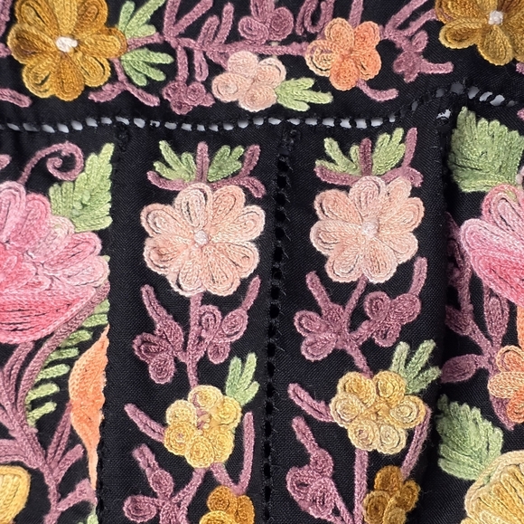 Heavily Embroidered Floral Dress With Split Sides - Picture 9 of 9